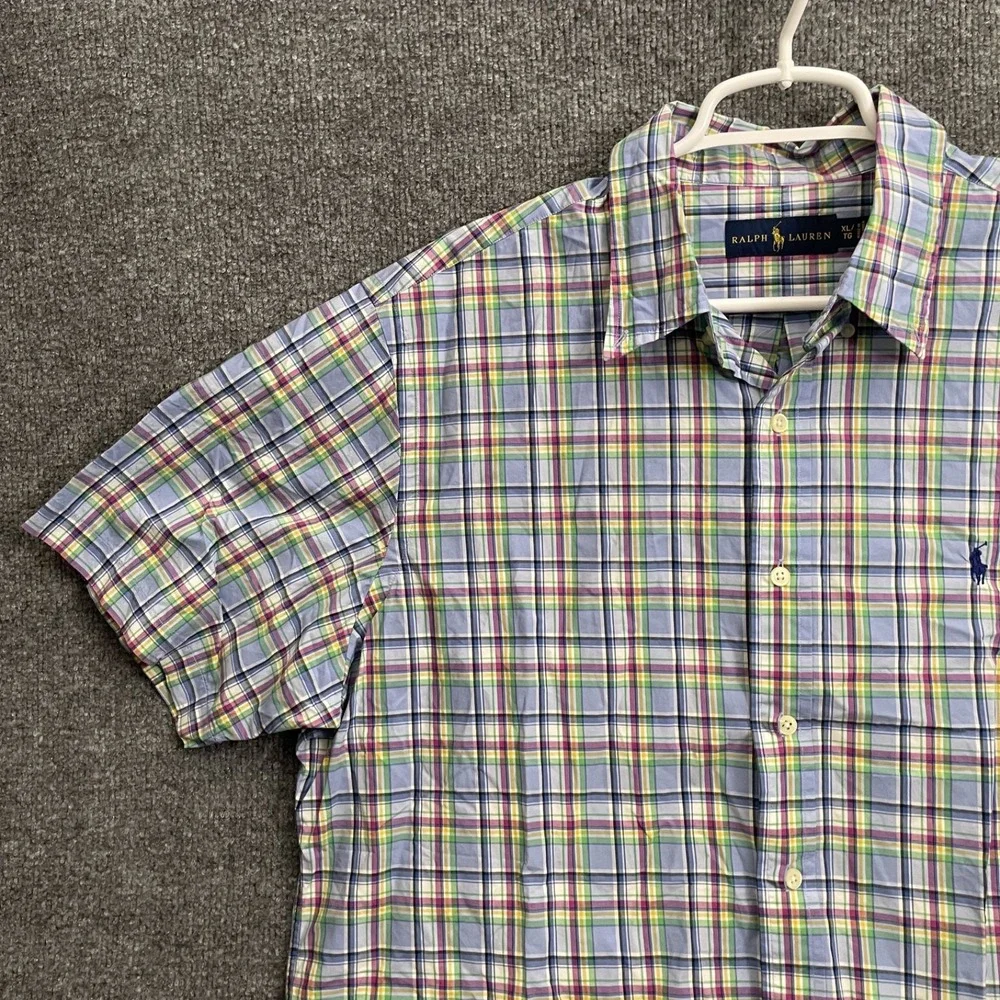 Ralph Lauren Button Up Shirt Mens Sz XL Classic Plaid Short Sleeve